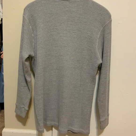 Over & Out 1/4 Button-UP Thermal Long Sleeves Gray/Ivory Top - Picture 2 of 8